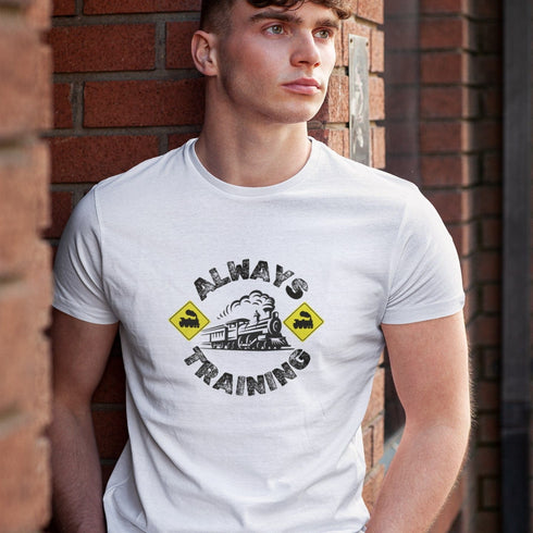 White Always Training T-Shirt – clean gym grind tee for train lovers who keep their style sharp