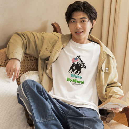 America Woke No More! - Patriotic Anti-Woke T-Shirt | Shop Now