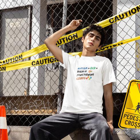 Autism + OCD = Highly Functioning Chaos T-Shirt – Neurodivergent Humor Tee for Self-Aware Minds & Mental Health Advocates