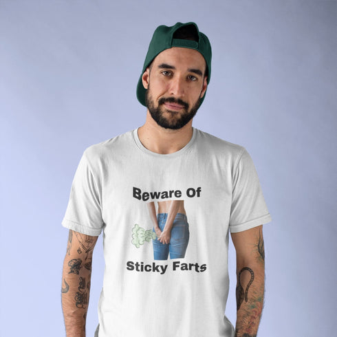 Beware of Sticky Farts T-Shirt – A Gassy Warning in Style!