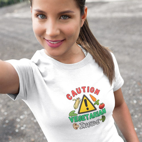 Caution: Vegetarian Inside T-Shirt – Funny Plant-Based Tee
