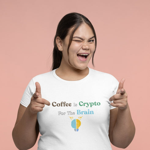 Coffee Is Crypto For The Brain T-Shirt – Funny Coffee & Crypto Lover Gift Tee for Investors, Traders & Caffeine Addicts