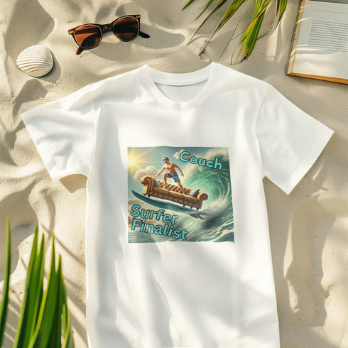 Couch Surfer Finalist T-Shirt – Ride the Waves of Comfort and Humor!