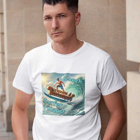 Couch Surfer Finalist T-Shirt – Ride the Waves of Comfort and Humor!