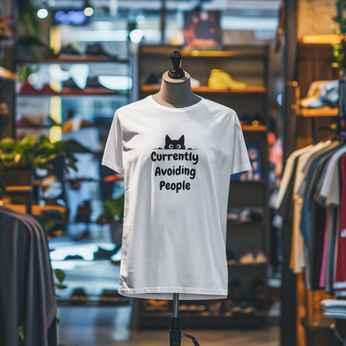 Currently Avoiding People T-Shirt | Funny Relatable Gift Tee for Introverts