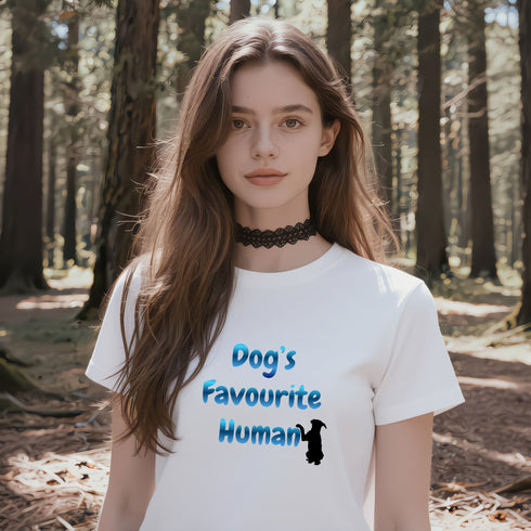 White Dog's Favourite Human t-shirt – witty dog dad and dog mum tee, lightweight gift for anyone who's clearly the dog's favourite