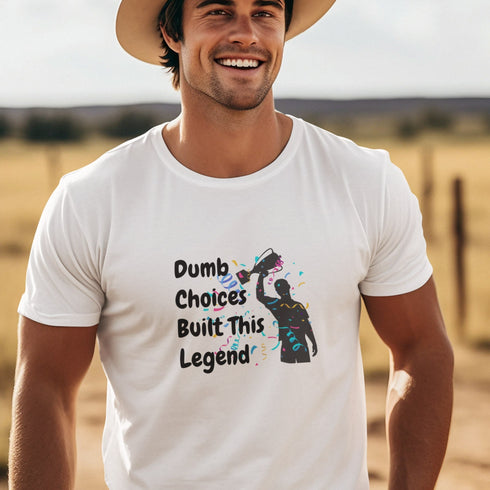Dumb Choices Built This Legend T-Shirt – Funny Award Style Shirt for Men, Meme Lovers, and Life Survivors