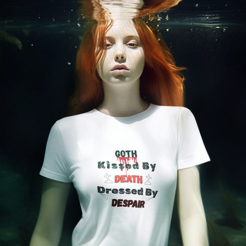 Goth T-Shirt – Kissed by Death, Dressed by Despair | Dark Aesthetic Tee