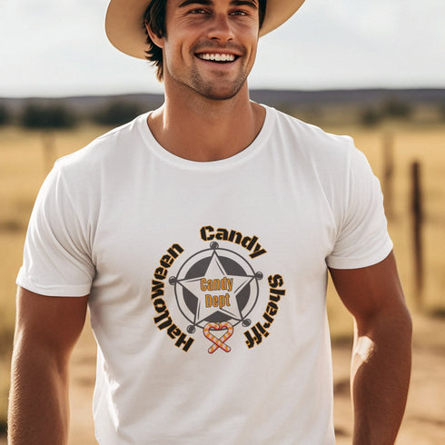 Halloween Candy Sheriff T-Shirt | Funny Trick or Treat Graphic Tee | Spooky Halloween Costume Top for Kids & Adults