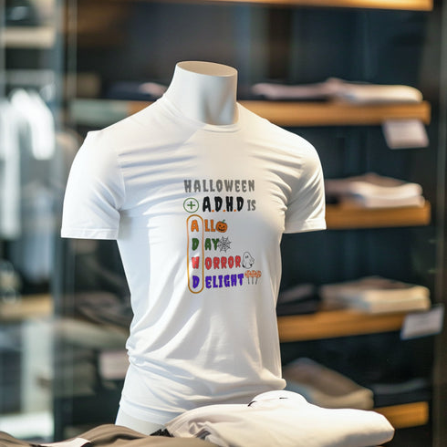 Halloween + A.D.H.D T-Shirt | All Day Horror Delight Funny Spooky Tee