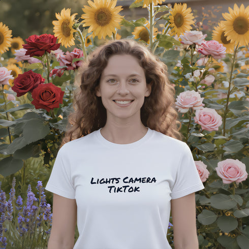 White Lights Camera TikTok funny t-shirt – classic unisex novelty tee with standout graphic, great for TikTok fans