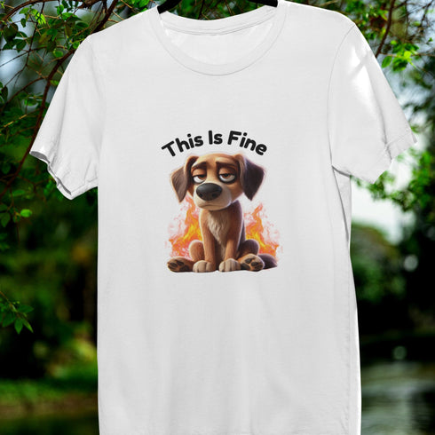 🔥 This Is Fine Meme T-Shirt – Funny Dog with Flames Tee