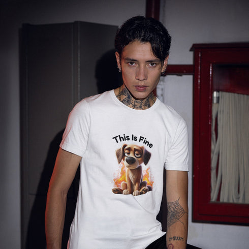 🔥 This Is Fine Meme T-Shirt – Funny Dog with Flames Tee
