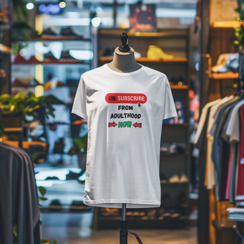 Unsubscribe From Adulthood Now T-Shirt – Funny Anti-Adulting Tee for Millennials & Gen Z