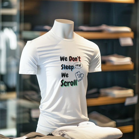 We Don’t Sleep We Scroll T-Shirt – Funny Gen Z Internet Culture Shirt