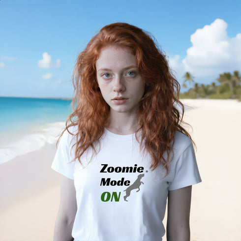 Zoomie Mode Is On T-Shirt in White – Funny Dog Lover & Pet Parent Apparel